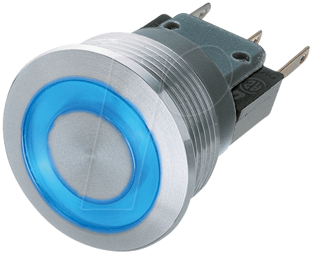 MSM22 RI SF BL - Metalltaster Mittelhub, Ø22, blau Beleuchtet von SCHURTER