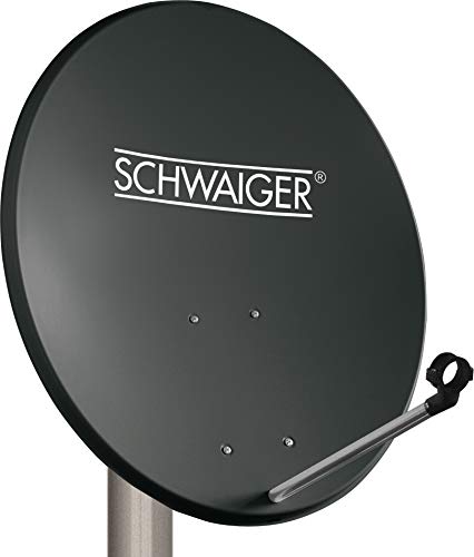 SCHWAIGER 135 Satellitenschüssel SAT-Antenne Satelliten-Anlage Offset-Antenne LNB-Tragarm Masthalterung Sat-Schüssel SAT-Anlage Stahl 55 x 62 cm anthrazit von SCHWAIGER