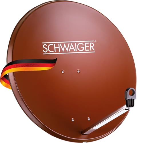 SCHWAIGER 173 Satellitenschüssel SAT-Antenne Satelliten-Anlage Offset-Antenne LNB-Tragarm Masthalterung Sat-Schüssel SAT-Anlage Stahl 75 x 85 cm rot von SCHWAIGER