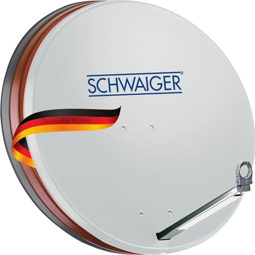 SCHWAIGER 180 Satellitenschüssel SAT-Antenne Satelliten-Anlage Offset-Antenne LNB-Tragarm Masthalterung Sat-Schüssel SAT-Anlage Stahl 75 x 85 cm weiß von SCHWAIGER