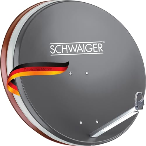 SCHWAIGER 197 Satellitenschüssel SAT-Antenne Aluminium Satelliten-Anlage Offset-Antenne LNB-Tragarm Masthalterung Sat-Schüssel SAT-Anlage 74,5 x 84,5 cm anthrazit von SCHWAIGER