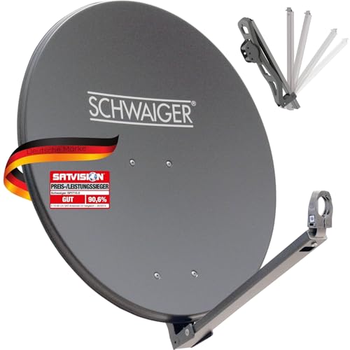 SCHWAIGER 227 Satellitenschüssel SAT-Antenne Satelliten-Anlage Offset-Antenne LNB-Tragarm Masthalterung Sat-Schüssel SAT-Anlage Stahl 74,5 x 84,5 cm anthrazit von SCHWAIGER