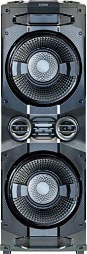 SCHWAIGER 658057 Party Soundsystem Stereoanlage Lautsprecher Karaokemaschine Kompaktanlage Sound Tower Bassbox LED Lichteffekt Bluetooth inkl. Mikrofon von SCHWAIGER