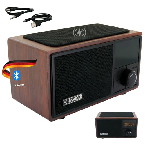 SCHWAIGER 715729 Analoger Radiowecker QI Ladestation UKW FM Bluetooth Lautsprecher Musikbox Radio AUX Micro-SD Wireless Charger Smart Wecker Holzoptik SCHWAIGER 715729 Analoger Radiowecker QI Ladestation UKW FM Bluetooth Lautsprecher Musikbox Radio AUX Micro-SD Wireless Charger Smart Wecker Holzoptik von SCHWAIGER