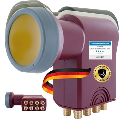 SCHWAIGER 7419 Octo LNB 8 Teilnehmer Low Noise Blockconverter LNC Sun Protect digital hitzebeständig LNB-Kappe Satellitenschüssel-Zubehör für Multischalter Wetterschutz vergoldete Kontakte Ziegelrot SCHWAIGER 7419 Octo LNB 8 Teilnehmer Low Noise Blockconverter LNC Sun Protect digital hitzebeständig LNB-Kappe Satellitenschüssel-Zubehör für Multischalter Wetterschutz vergoldete Kontakte Ziegelrot von SCHWAIGER