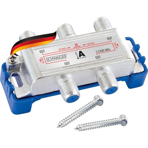 SCHWAIGER 9505 SAT-Verteiler 4-Fach digital BK-Verteiler 4-Wege Kabel-Führung SAT-Splitter 5-2400 MHz vierfach Satelliten-Verteiler SAT-TV DVB-S2 Kabel-Fernsehen von SCHWAIGER