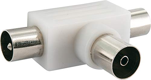SCHWAIGER -ASV25 532- Aufsteckverteiler 2-Fach TV für Kabel- und Antennenanlagen/ 1x IEC-Buchse > 2X IEC Stecker/weiß von SCHWAIGER