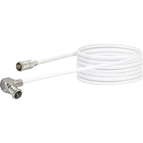 SCHWAIGER Antennenanschlusskabel [1x F mit Schnellstecker - 1x Mini DAT Stecker] 9m 90dB weiß von SCHWAIGER