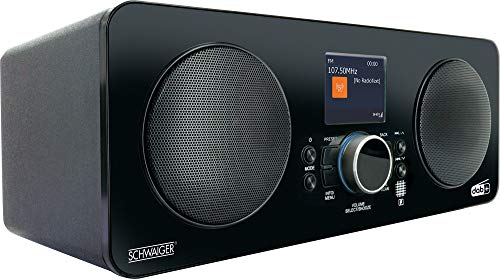 SCHWAIGER DAB650 513 Digitales Radio DAB+ FM WLAN Wecker LCD Farbdisplay Bluetooth Stereo 2 HiFi Lautsprecher Stabantenne Netz- und Batteriebetrieb schwarz von SCHWAIGER