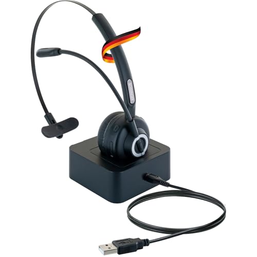 SCHWAIGER HS50 One-Ear Mono Headset mit Mikrofon und Ladestation Bluetooth Akku kabellos Videotelefonie Videokonferenz Digitale Telefonie Wireless von SCHWAIGER