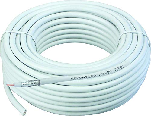 SCHWAIGER -KOX90/10 042- SAT-Koaxialkabel 10m/ 75 dB/ 2-Fach geschirmt/Satellitenkabel/digital, HDTV, DVB-S/S2, DVB-C, DVB-T2/ unkonvektioniert/ 6,8 mm/weiß von SCHWAIGER