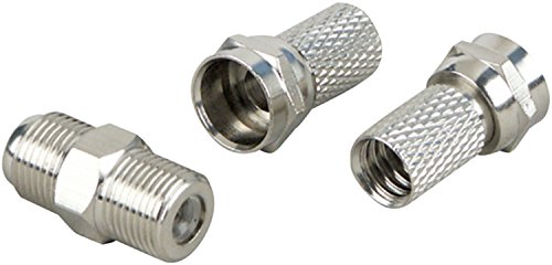 SCHWAIGER -KVBS70 531- F-Stecker 3er-Set/ 7 mm Durchmesser/ 1 F-Verbinder + 2 F-Stecker/Kupplung BZW. Zwischenstück/Verlängerung BZW. Anschluss von SAT-Anschlusskabeln/Silber von SCHWAIGER