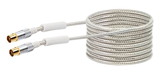 SCHWAIGER KVKHD100S 531 SAT Anschlusskabel 10m F-Stecker Kabel IEC Antennenkabel Koaxialkabel Satellitenkabel 4-fach geschirmt 110dB weiß/transparent vergoldet von SCHWAIGER