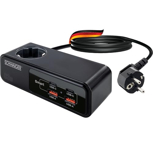 SCHWAIGER LADV4115 Steckdosenverlängerung 83W Verlängertes Ladegerät Ladestation Ladeadapter USB-C USB-A Schnellladegerät SCHWAIGER LADV4115 Steckdosenverlängerung 83W Verlängertes Ladegerät Ladestation Ladeadapter USB-C USB-A Schnellladegerät von SCHWAIGER