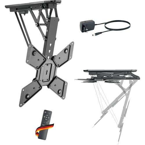 SCHWAIGER LWHDS5530 513 Motorisierter TV Decken- und Dachschrägenhalter Fernseherhalterung TV-Aufhängung Mounting drehbar schwenkbar max. 30kg max. VESA Norm 400x400 schwarz inkl. Montagezubehör von SCHWAIGER