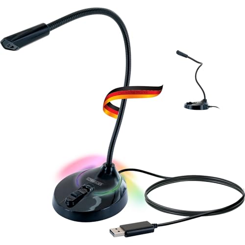 SCHWAIGER MF200 Gaming Mikrofon USB mit RGB Beleuchtung Flexibler Schwanenhals Stream Videokonferenz Mikro Stummschalter Podcast Microphone von SCHWAIGER