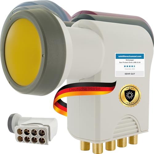 SCHWAIGER Octo LNB 8 Teilnehmer LNC 8-Fach digital HD 4K 8fach Sun Protect hitzebeständig bis 220°C F-Anschlüsse vergoldet integrierter Multischalter für SAT Antenne Satellitenschüssel hellgrau SCHWAIGER Octo LNB 8 Teilnehmer LNC 8-Fach digital HD 4K 8fach Sun Protect hitzebeständig bis 220°C F-Anschlüsse vergoldet integrierter Multischalter für SAT Antenne Satellitenschüssel hellgrau von SCHWAIGER