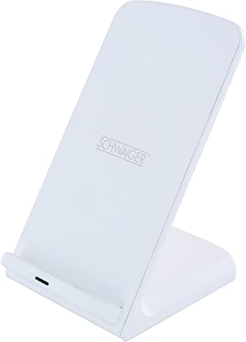 SCHWAIGER QLS10W 512 QI Smartphone Ladestation Ladeständer Induktionsladen kabellos Aufladen Charger Stand Wireless 10W induktiv weiß von SCHWAIGER