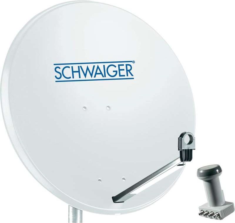 SCHWAIGER SAT Anlage 80 cm 4 Teilnehmer Quad-LNB (mit Switch) Hell-Grau (SPI991.0SET) von SCHWAIGER