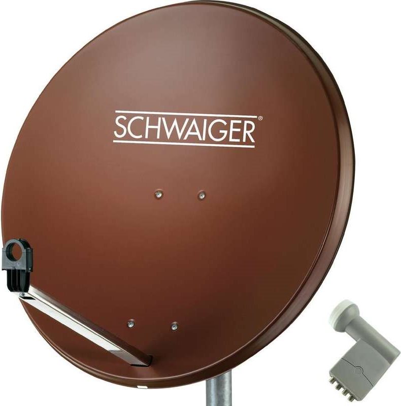 SCHWAIGER SAT Anlage 80 cm 4 Teilnehmer Quad-LNB (mit Switch) Ziegel-Rot von SCHWAIGER