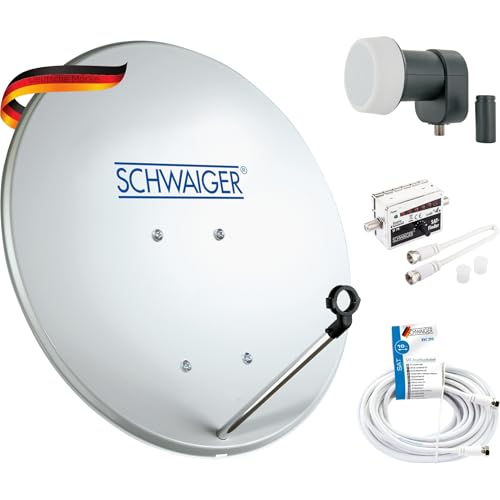 SCHWAIGER SAT-Anlage Komplett-Set digital Satelitenschüssel Single LNB Satelliten-Kabel 10m SAT-Finder Sat Antenne Stahl 40cm inkl. Montagezubehör Sat-Schüssel klein 1-Teilnehmer-Anlage SCHWAIGER SAT-Anlage Komplett-Set digital Satelitenschüssel Single LNB Satelliten-Kabel 10m SAT-Finder Sat Antenne Stahl 40cm inkl. Montagezubehör Sat-Schüssel klein 1-Teilnehmer-Anlage von SCHWAIGER