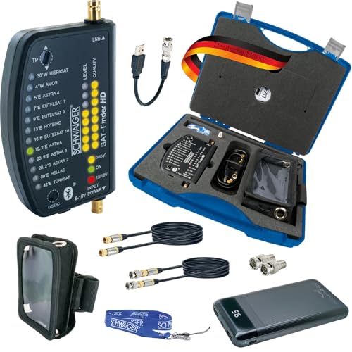 SCHWAIGER SF9003BTSET SAT-Finder Satelliten-Finder Satellitenerkennung Set SAT-Finder-Set im Transportkoffer Ausrichtung Satellitenschüssel für alle LNBs geeignet von SCHWAIGER