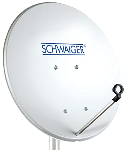 SCHWAIGER SPI440.0 Satellitenschüssel SAT-Antenne Satelliten-Anlage Offset-Antenne LNB-Tragarm Masthalterung Sat-Schüssel SAT-Anlage Stahl 42 x 42 cm hellgrau von SCHWAIGER