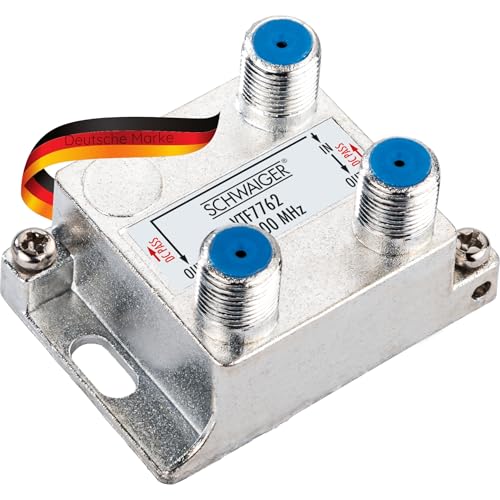 SCHWAIGER VTF7762 531 SAT-Verteiler 2-Fach digital BK-Verteiler 2-Wege Kabel-Führung SAT-Splitter 5-2400 MHz zweifach Satelliten-Verteiler 110dB SAT-TV DVB-S2 Kabel-Fernsehen von SCHWAIGER