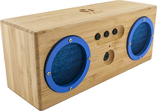 SCHWAIGER YZSY Bluetooth Lautsprecher -715811- mit integriertem Mikrofon & Telefontaste | nachhaltiges Bambus | Freisprechfunktion | für Smartphones | Musik via Musikbox | Blue Denim von SCHWAIGER