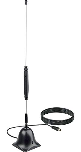 Schwaiger ANT02DTA 031 max. 35dB DVB-T/DVB-T2 digitale Stabantenne/Zimmerantenne (TV/PC) stabiler Standfuß empfängt FM und DAB+ Bereich inkl. Antennenkabel (VHF/UHF) von SCHWAIGER