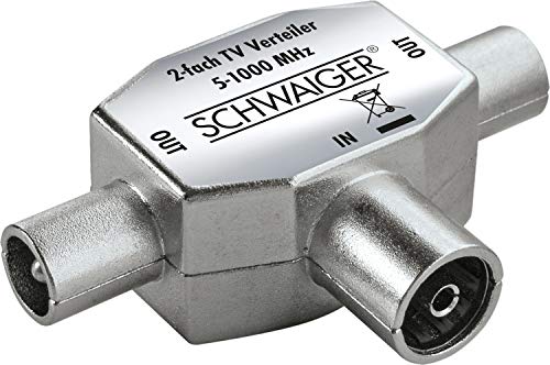 Schwaiger GmbH SCHWAIGER -ASV42 531- Aufsteckverteiler 2-Fach TV für Kabel- und Antennenanlagen/ 1x IEC-Buchse - 2X IEC Stecker/Silber Schwaiger GmbH SCHWAIGER -ASV42 531- Aufsteckverteiler 2-Fach TV für Kabel- und Antennenanlagen/ 1x IEC-Buchse - 2X IEC Stecker/Silber von SCHWAIGER