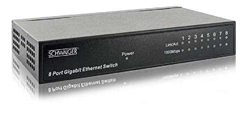 Schwaiger Netzwerk Switch 8-Port 10/100/1000 Mbit/s, NWSW8 011 von SCHWAIGER