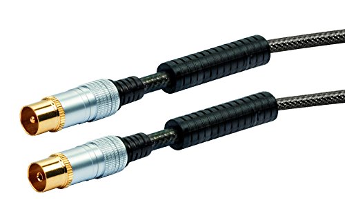 Schwaiger Premium Antennen Anschlusskabel 110 dB mit Ferritkern, 1,5m, schwarz, IEC Stecker > IEC Buchse, 4-Fach Schirmung, 75 Ohm, digital, HDTV, DVB-C/DVB-T2 von SCHWAIGER
