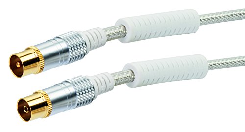 Schwaiger Premium Antennen Anschlusskabel 110 dB mit Ferritkern, 1,5m, transparent, IEC Stecker > IEC Buchse, 4-Fach Schirmung, 75 Ohm, digital, HDTV, DVB-C/DVB-T2 von SCHWAIGER