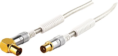 Schwaiger Premium Antennen Anschlusskabel 110 dB mit Ferritkern, 3,0m, transparent, IEC Stecker > 90° IEC Winkelbuchse, 4-Fach Schirmung, 75 Ohm, digital, HDTV, DVB-C/DVB-T2 von SCHWAIGER