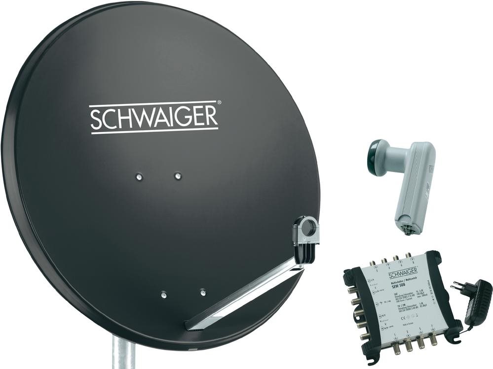 Schwaiger SAT-Anlage ohne Receiver Anthrazit Teilnehmer-Anzahl: 8 (SPI9961SET6) von SCHWAIGER