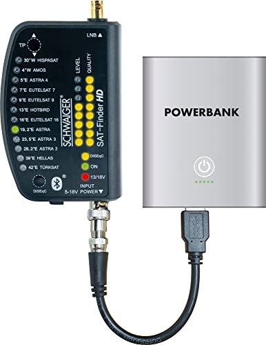 Schwaiger SF9003BTAKKU Digitaler Sat-Finder HD mit Bluetooth® und eigener App, inkl. Powerbank von SCHWAIGER