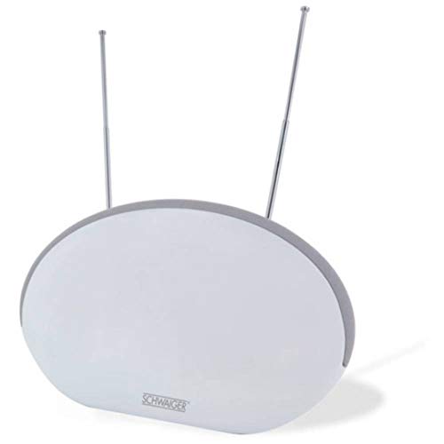 Schwaiger ZA200 011 TV-Antenne für den Innenbereich, Dual 36 dB – TV-Antennen (Innen, Weiß, Dual, 1,5 m, 174 – 790 MHz, 36 dB) von SCHWAIGER