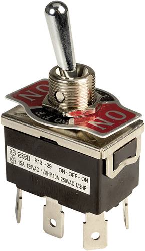 SCI R13-29E-01-HPH Kippschalter 250 V/AC 10A 2 x Ein/Aus/Ein rastend 1St. SCI R13-29E-01-HPH Kippschalter 250 V/AC 10A 2 x Ein/Aus/Ein rastend 1St. von SCI