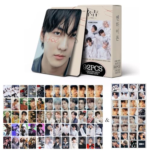 Enhypen Kpop MIni Cards Gruß-Fotokarten, 60 Postkarten und 32 Aufkleber (結-You White), 92 Stück von SCISSH