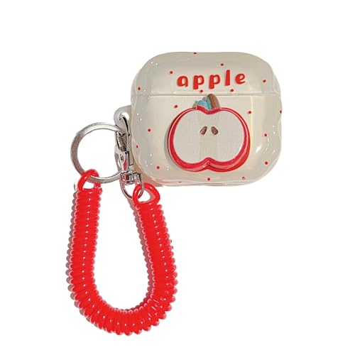 SCJLSDA Schutzhülle für AirPods 4, niedlich, Jungen, Kawaii-Apfel-Regenbogen-Muster, kreativ, lustig, transparent, Kopfhörer-Schutzhülle für AirPods der 4. Generation (Apfel) von SCJLSDA
