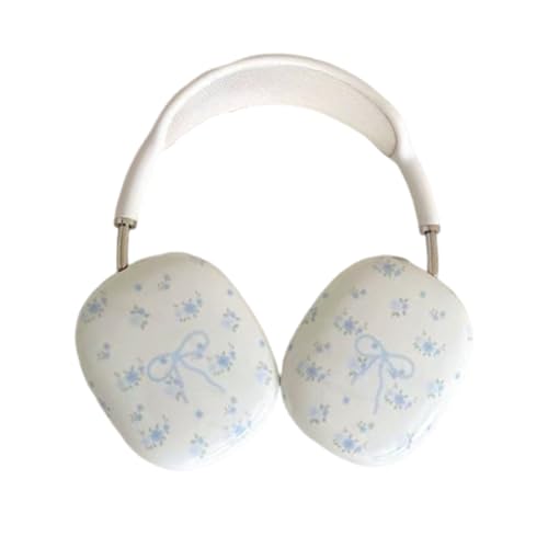 SCJLSDA Schutzhülle für AirPods Max für Damen, niedliches exquisites Schleifen-Blumenmuster, Blumendruck, Stoßpuffer, Kopfhörer, Ohrstöpsel, Schutzhülle für Mädchen (Schleife) von SCJLSDA