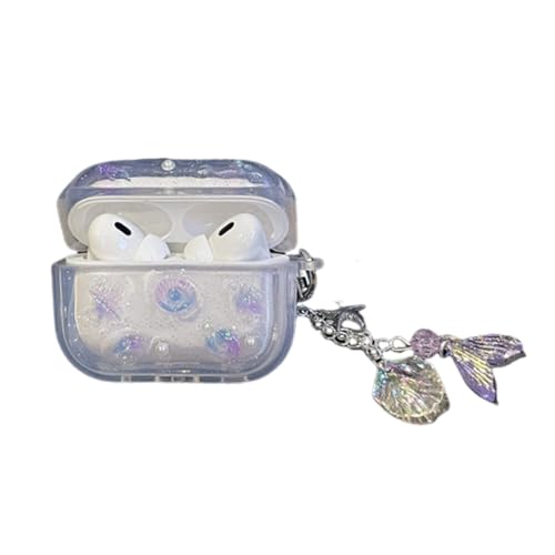 SCJLSDA Schutzhülle für AirPods Pro 2, niedlich, exquisite Quallen, Seestern, Cartoon-Tierdruck, glänzend, Meerjungfrauenschwanz, Muschel-Design, mit Schlüsselanhänger, für Damen und Mädchen (Muschel) SCJLSDA Schutzhülle für AirPods Pro 2, niedlich, exquisite Quallen, Seestern, Cartoon-Tierdruck, glänzend, Meerjungfrauenschwanz, Muschel-Design, mit Schlüsselanhänger, für Damen und Mädchen (Muschel) von SCJLSDA