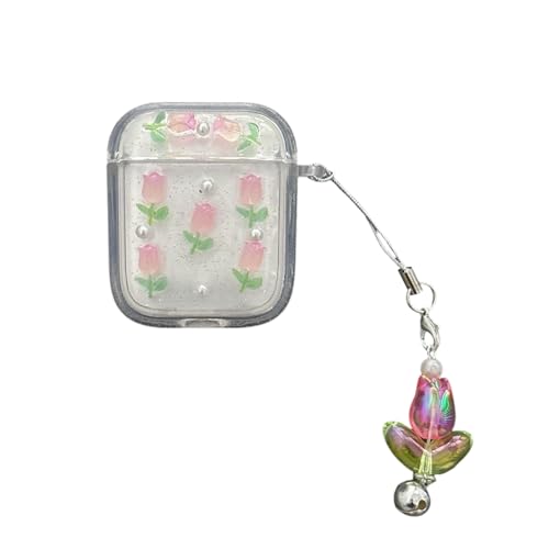 SCJLSDA Schutzhülle für Airpods 2, Blumen, Mädchen, exquisite niedliche Tulpenrose, kabellose Bluetooth-Headset-Abdeckung, Kawaii-Blumen-Hülle mit Kette für Airpod-Hüllen der 2. Generation (Tulpe) SCJLSDA Schutzhülle für Airpods 2, Blumen, Mädchen, exquisite niedliche Tulpenrose, kabellose Bluetooth-Headset-Abdeckung, Kawaii-Blumen-Hülle mit Kette für Airpod-Hüllen der 2. Generation (Tulpe) von SCJLSDA