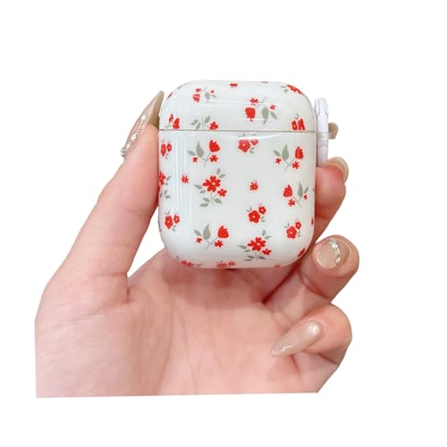 SCJLSDA Schutzhülle für Airpods 2, Blumen, Mädchen, exquisite niedliche Tulpenrose, kabellose Bluetooth-Headset-Abdeckung, Kawaii-Blumen-Hülle mit Kette für Airpod-Hüllen der 2. Generation (Blume) von SCJLSDA