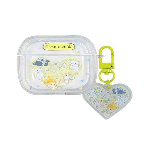 SCJLSDA Schutzhülle für Airpods Pro 2, niedlich, exquisites Katzen-, Tier-Cartoon-Design, transparent, Blumenmuster, Kopfhörer-Schutzhülle mit Kawaii-Anhänger, für Jungen und Mädchen (kleine Katze) SCJLSDA Schutzhülle für Airpods Pro 2, niedlich, exquisites Katzen-, Tier-Cartoon-Design, transparent, Blumenmuster, Kopfhörer-Schutzhülle mit Kawaii-Anhänger, für Jungen und Mädchen (kleine Katze) von SCJLSDA