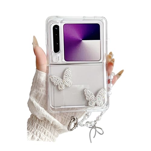 SCJLSDA Schutzhülle für Huawei Pura X, niedliches glänzendes 3D-Diamant-Schmetterlingsmuster, Kawaii-Glitzer, weiche Schutzhülle für Pura X Fold Handyhülle mit Armband (Schmetterling) von SCJLSDA