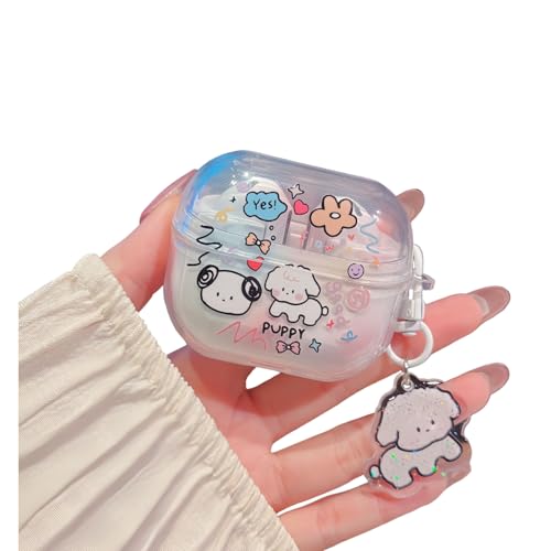 SCJLSDA Schutzhülle für Samsung Galaxy Buds Pro 3/Buds 3, niedlich, Kawaii-Schleife, Blumenmuster, Schmetterling, Kaninchen, Hund, Cartoon, Kopfhörerhülle mit Armband (Hund) von SCJLSDA