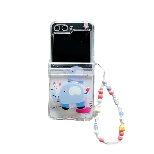 SCJLSDA Schutzhülle für Samsung Galaxy Z Flip 6, niedlich, exquisites Erdbeer-Tomaten-Elefant, Cartoon-Anime-Muster, klare Kawaii-Handy-Schutzhülle mit Armband (Elefant) von SCJLSDA