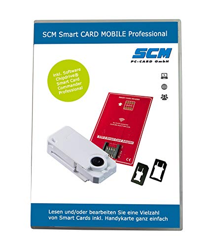 SCM Smart Card Mobile Professional – Kartenleser und Software zum lesen der SIM Karte Handy/SIM Leser inkl. Adpater Mini Micro Nano SIM von SCM PC-Card GmbH